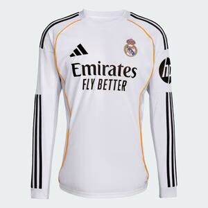Adidas Real Madrid 25/26 Long Sleeve Men Home Soccer Jersey Small JN8884 NWT